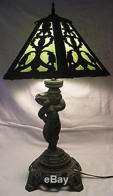 antique glass shade table lamps