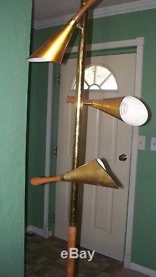 Vintage 60s Tension Pole Floor Lamp Mid Century Modern Light Danish