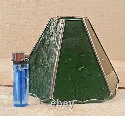 (1) Leaded Emerald Green Glass Shade flowers Lamp parts VTG table hanging OLD