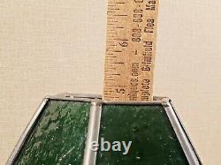 (1) Leaded Emerald Green Glass Shade flowers Lamp parts VTG table hanging OLD