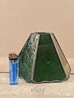 (1) Leaded Emerald Green Glass Shade flowers Lamp parts VTG table hanging OLD