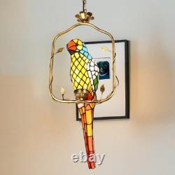 1-lamp Colored Parrot Pendant, 11 Inches, Tiffany Ceiling Pendant For Restaurant