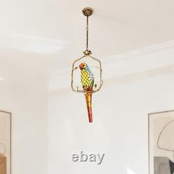 1-lamp Colored Parrot Pendant, 11 Inches, Tiffany Ceiling Pendant For Restaurant