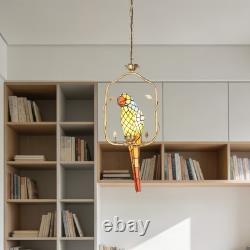 1-lamp Colored Parrot Pendant, 11 Inches, Tiffany Ceiling Pendant For Restaurant