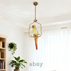 1-lamp Colored Parrot Pendant, 11 Inches, Tiffany Ceiling Pendant For Restaurant
