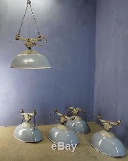 1 of 28 VINTAGE INDUSTRIAL 50s 60s FACTORY ENAMEL CEILING LAMPS ENAMEL LAMPSHADE
