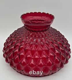 10 Fenton Red Glass Diamond Quilted Lamp Shade Rare Cadmium Glow