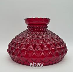 10 Fenton Red Glass Diamond Quilted Lamp Shade Rare Cadmium Glow