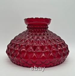 10 Fenton Red Glass Diamond Quilted Lamp Shade Rare Cadmium Glow