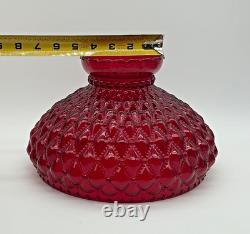 10 Fenton Red Glass Diamond Quilted Lamp Shade Rare Cadmium Glow
