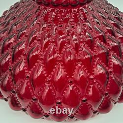 10 Fenton Red Glass Diamond Quilted Lamp Shade Rare Cadmium Glow