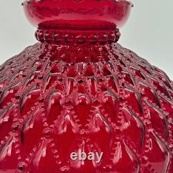 10 Fenton Red Glass Diamond Quilted Lamp Shade Rare Cadmium Glow