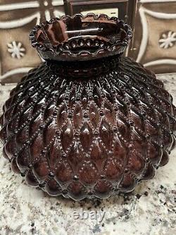 10 Fitter Purple Diamond Quilted Glass Hurricane Oil Lamp Shade Vintage