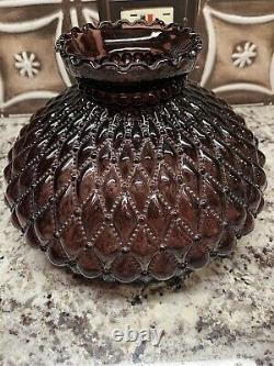 10 Fitter Purple Diamond Quilted Glass Hurricane Oil Lamp Shade Vintage