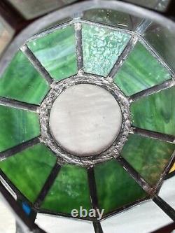 10 Panel Vintage Leaded/Stained/Slag Glass Terrarium Pendant Lamp Shade