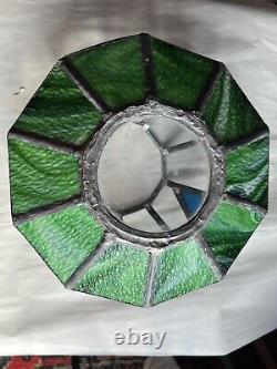 10 Panel Vintage Leaded/Stained/Slag Glass Terrarium Pendant Lamp Shade