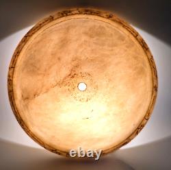 10 Pendant Genuine Carved Alabaster Natural Stone Light Shade 5+ lbs, VG Cond