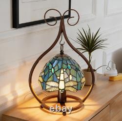 11''Single Head Creative Glass Lamp, Blue Dragonfly Table Lamp, Tiffany New Lamp