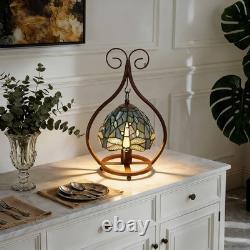 11''Single Head Creative Glass Lamp, Blue Dragonfly Table Lamp, Tiffany New Lamp