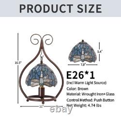 11''Single Head Creative Glass Lamp, Blue Dragonfly Table Lamp, Tiffany New Lamp