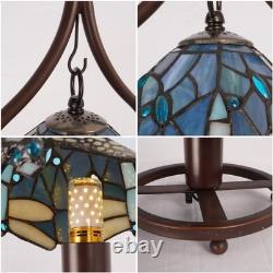 11''Single Head Creative Glass Lamp, Blue Dragonfly Table Lamp, Tiffany New Lamp