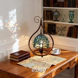 11''Single Head Creative Glass Lamp, Blue Dragonfly Table Lamp, Tiffany New Lamp