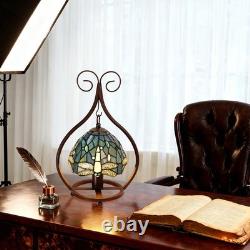 11''Single Head Creative Glass Lamp, Blue Dragonfly Table Lamp, Tiffany New Lamp