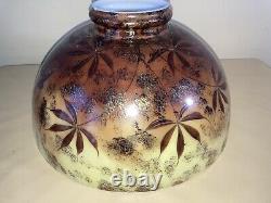 12 Inch Vintage Aesthetic Oil Lamp Glass Shade Hand Painted Floral Butterfly