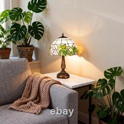 12'Tiffany Colored Glass Bedroom Lighting Fixture, Single Head Flower Table Lamp