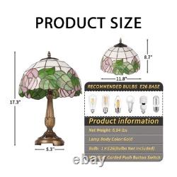 12'Tiffany Colored Glass Bedroom Lighting Fixture, Single Head Flower Table Lamp