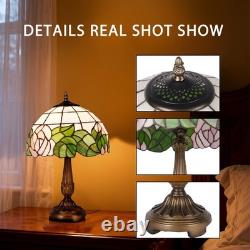 12'Tiffany Colored Glass Bedroom Lighting Fixture, Single Head Flower Table Lamp