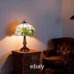 12'Tiffany Colored Glass Bedroom Lighting Fixture, Single Head Flower Table Lamp