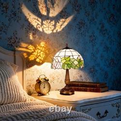 12'Tiffany Colored Glass Bedroom Lighting Fixture, Single Head Flower Table Lamp