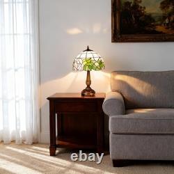 12'Tiffany Colored Glass Bedroom Lighting Fixture, Single Head Flower Table Lamp