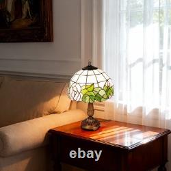 12'Tiffany Colored Glass Bedroom Lighting Fixture, Single Head Flower Table Lamp
