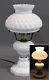 13in Tall Vintage Hobnail Milk Glass Lamp & Shade, Working Condition, No Reserve