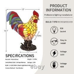 13inch tiffany Rooster Shaped Desk Lamp, Home Decoration Lamp, Bedroom/office Lamp