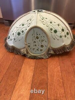 14.5X 21.5 Antique Style Lamp Shade Victorian Fringe Satin Embroidered