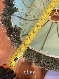 14.5X 21.5 Antique Style Lamp Shade Victorian Fringe Satin Embroidered