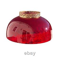 14 Antique Thumbprint Ruby Glass Lamp Shade for Victorian Hanging Lamp