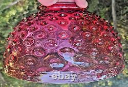 14 Lamp Shade Cranberry Hobnail Glass Kerosene Oil Hanging Bullseye Vtg Antique