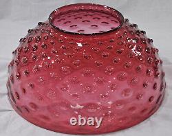 14 Lamp Shade Cranberry Hobnail Glass Kerosene Oil Hanging Bullseye Vtg Antique