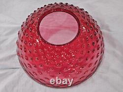 14 Lamp Shade Cranberry Hobnail Glass Kerosene Oil Hanging Bullseye Vtg Antique