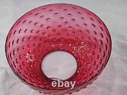 14 Lamp Shade Cranberry Hobnail Glass Kerosene Oil Hanging Bullseye Vtg Antique