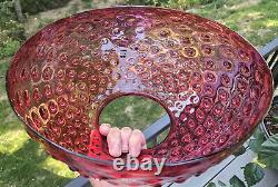 14 Lamp Shade Cranberry Hobnail Glass Kerosene Oil Hanging Bullseye Vtg Antique