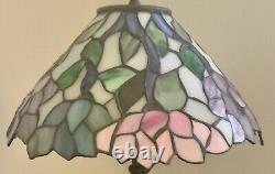 14 Stained Glass Vintage Pink/Blue/Lilac Spring Flower Table Lamp Shade