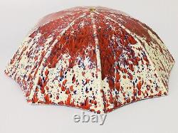 14 Vintage Lamp Shade Umbrella Shape Terra Cotta Ceramic Red White Blue Glazed