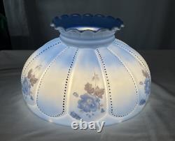 14 Vtg Turquoise Blue Glass Lamp Shade Dome for Hanging Oil Library Victorian