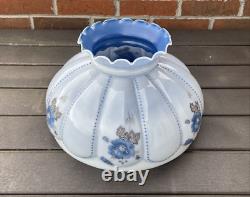 14 Vtg Turquoise Blue Glass Lamp Shade Dome for Hanging Oil Library Victorian