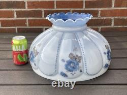 14 Vtg Turquoise Blue Glass Lamp Shade Dome for Hanging Oil Library Victorian